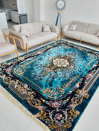 Royal Azure Persian Carpet – Floral Majesty Edition